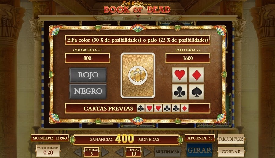 Juego de bonificación en Book of Dead slot