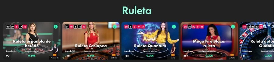 Ruleta en vivo Bet365 casino España
