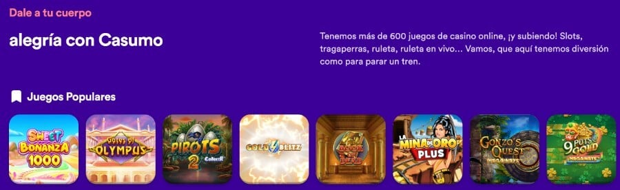 Slots online disponibles en Casumo España