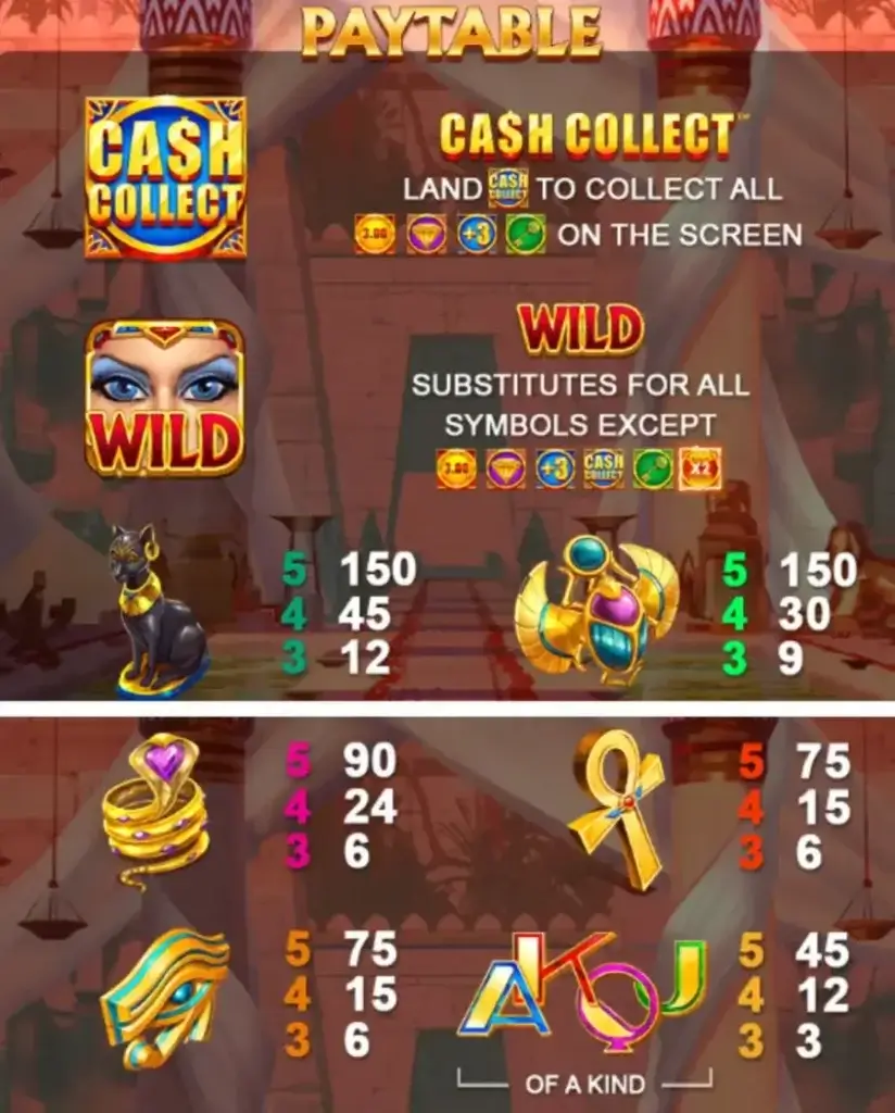 reseña de la slot Queen of the Pyramids: Mega Cash Collect