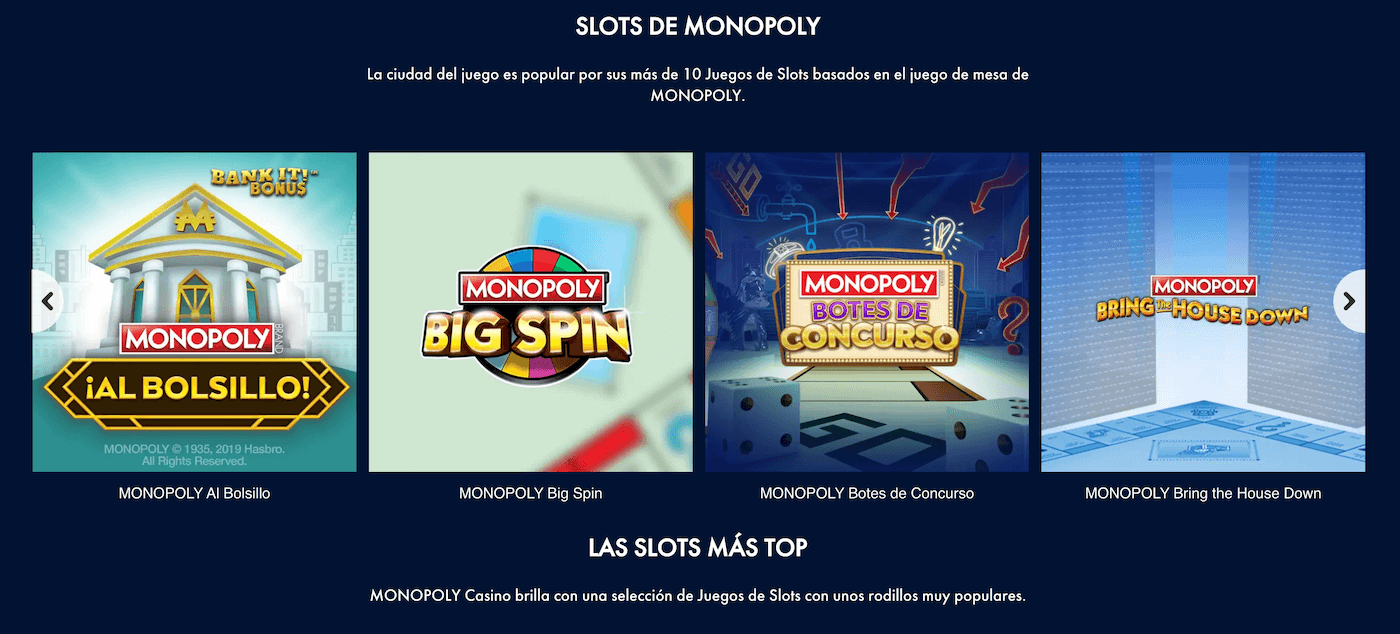 Juegos del Casino Monopoly España