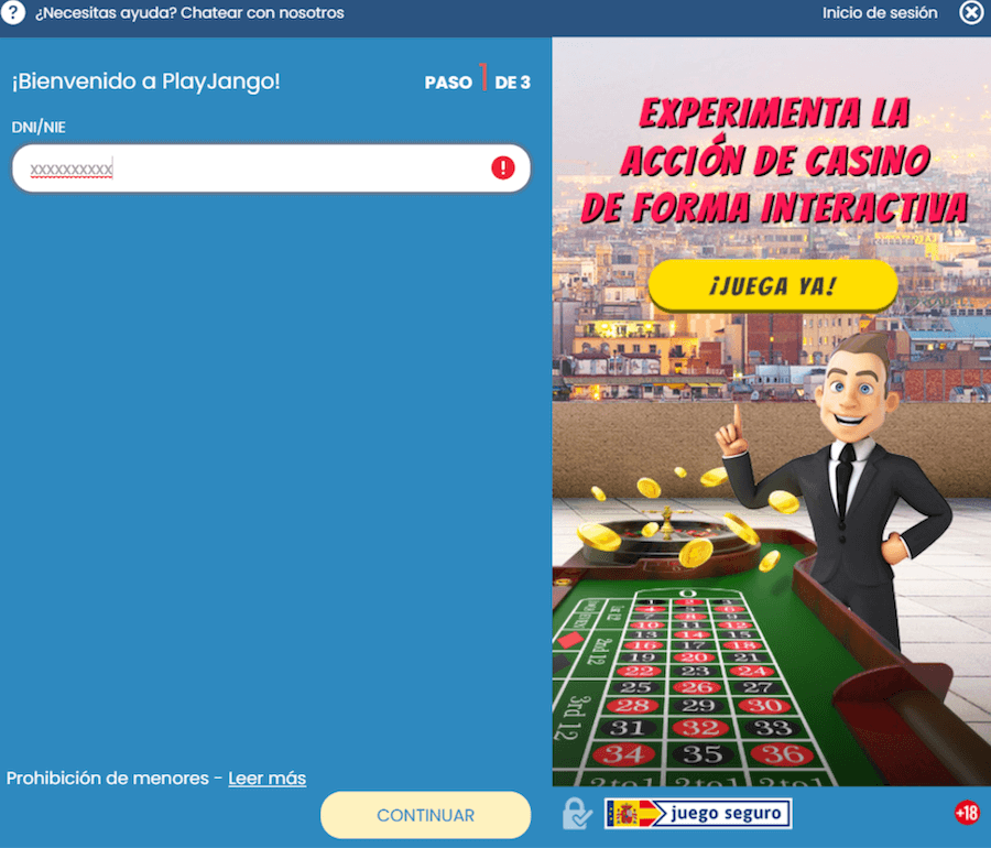 Registro en Playjango casino