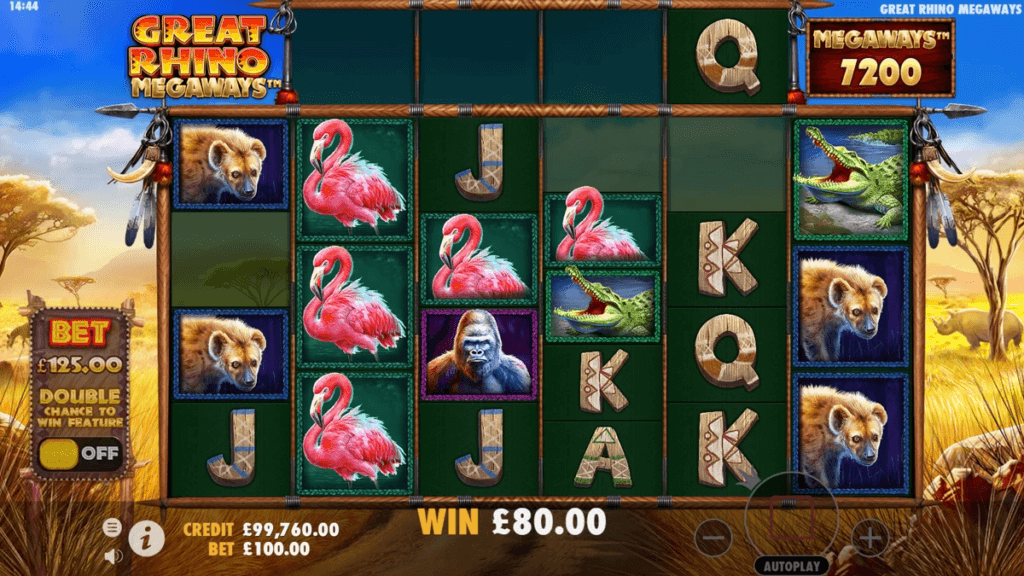Juego de casino slot Captura de pantalla Great Rhino Megaways