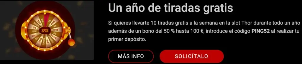 Gira y Gana un año de tiradas gratis en Lordping casino online